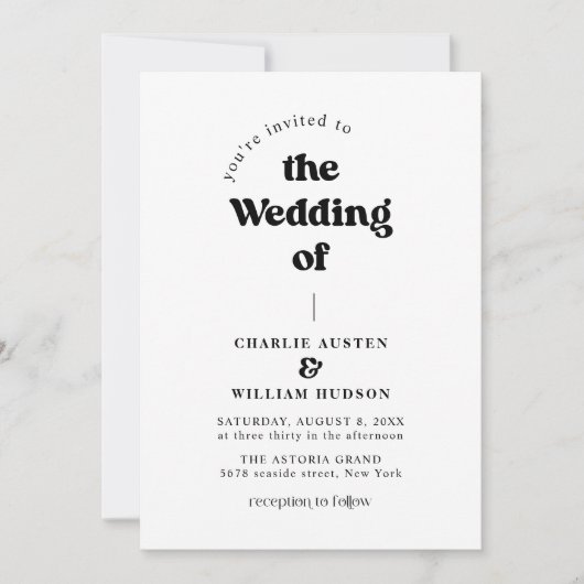 Retro QR-code alles in één bruiloft Kaart (Voorkant)