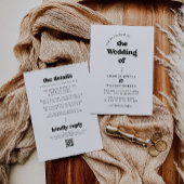 Retro QR-code alles in één bruiloft Kaart