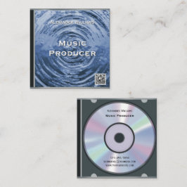 Retro QR-code blauwe muziek-cd-hoesje Vierkante Visitekaartje