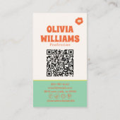 Retro QR-code Boho Groovy Geruite Bloemige Madelie Visitekaartje (Achterkant)