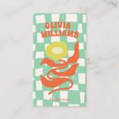 Retro QR-code Boho Groovy Geruite Bloemige Madelie Visitekaartje (Voorkant)