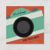 Retro QR Code Camera Fotocabine Fotografie Vierkante Visitekaartje (Voorkant)