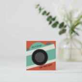 Retro QR Code Camera Fotocabine Fotografie Vierkante Visitekaartje (Staand voorkant)