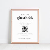 Retro QR Code Digitaal Gastenboek Trouwbord Poster