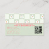 Retro QR-code geruite groovy bloemachtige boho tre Visitekaartje (Achterkant)