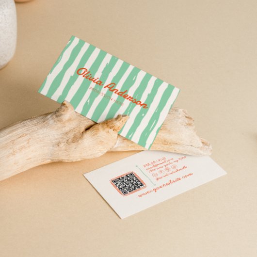 Retro QR-code Hand geschreven getekend gestript kl Visitekaartje