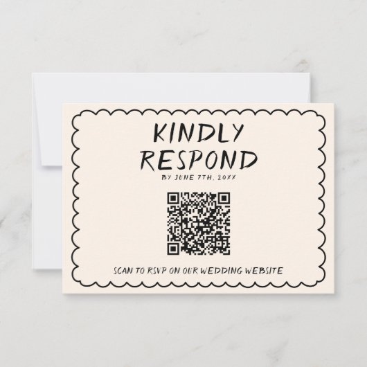 Retro QR Code Hand geschreven Lijst eigenzinnige b RSVP Kaartje (Voorkant)