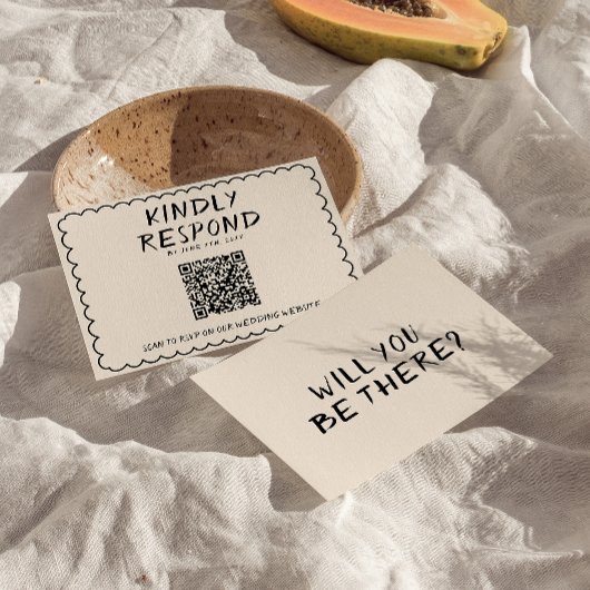 Retro QR Code Hand geschreven Lijst eigenzinnige b RSVP Kaartje