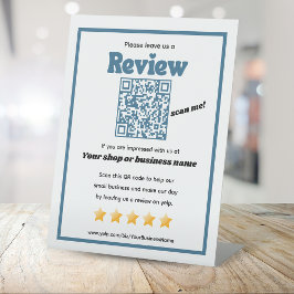 Retro QR code 'laat ons een review' YELP retro bla Reclamebord Met Voetstuk