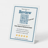 Retro QR code 'laat ons een review' YELP retro bla Reclamebord Met Voetstuk (Voorkant)