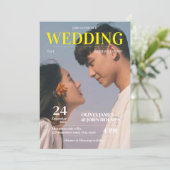 Retro QR code magazine bruiloft Kaart (Staand voorkant)