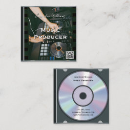 Retro QR-code muziek-cd-hoesje Vierkante Visitekaartje