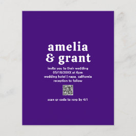 Retro QR Code Paarse Budget Weddenschap Flyer