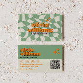 Retro QR Code Psychedelic Groovy Checkered Unique  Visitekaartje