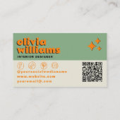 Retro QR-code psychedelische groovy geruite unieke Visitekaartje (Achterkant)