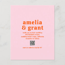 Retro QR Code Roze Budget Weddenschap Flyer