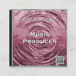 Retro QR-code roze muziek-cd-hoesje Vierkante Visitekaartje