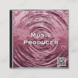 Retro QR-code roze muziek-cd-hoesje Vierkante Visitekaartje