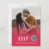 Retro QR Code RSVP Foto Magenta Trouwen Kaart (Achterkant)