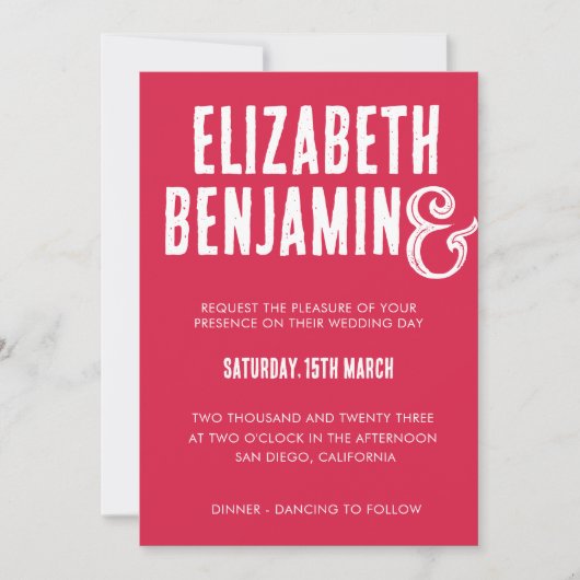 Retro QR Code RSVP Foto Magenta Weddenschap Kaart (Voorkant)