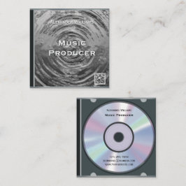 Retro QR-code Zilveren muziek-cd-hoes Vierkante Visitekaartje