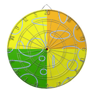Retro Quad Geel Groen Sinaasappel Geometrisch Dartbord