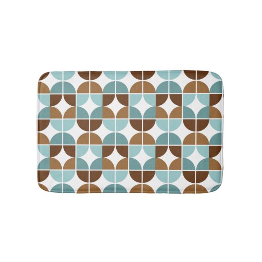 Retro Quarter Blue Brown Badmat (Voorkant)