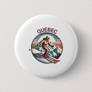 Retro  Quebec Canada Ski Resort Winterski Ronde Button 5,7 Cm