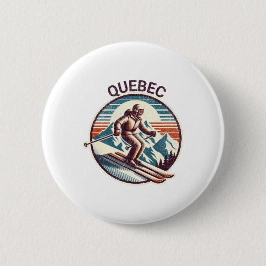 Retro  Quebec Canada Ski Resort Winterski Ronde Button 5,7 Cm (Voorkant)