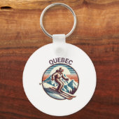 Retro Quebec Canada Ski Resort Winterski Sleutelhanger (Voorkant)