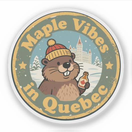 Retro Quebec Esdoornsiroop Sticker (Voorkant)