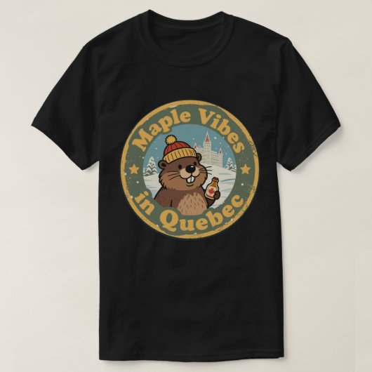 Retro Quebec Esdoornsiroop T-shirt (Design voorkant)