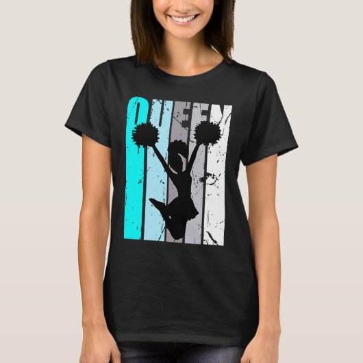 Retro Queen Cheerleading Kampioen Verjaardag Grand T-shirt (Voorkant)