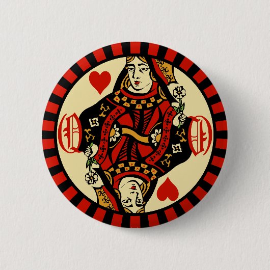 Retro Queen of Hearts Ronde Button 5,7 Cm (Voorkant)