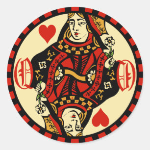 Retro Queen of Hearts Ronde Sticker
