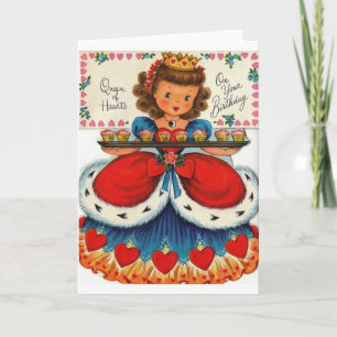 Retro Queen of Hearts Verjaardag Wenskaart Kaart