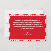 Retro Queen of Hearts Vrijgezellenfeest Bedankkaart (Achterkant)