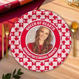 Retro Queen of Hearts Vrijgezellenfeest Foto Papieren Bordje