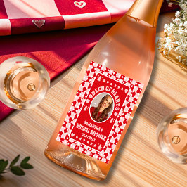 Retro Queen of Hearts Vrijgezellenfeest Foto Wijn Etiket