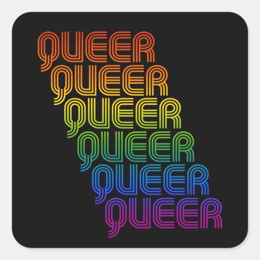 Retro Queer Pattern T-Shirt Vierkante Sticker (Voorkant)
