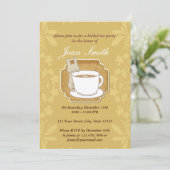 Retro Rabbit Bridal Tea Party Floral Invitation Kaart (Staand voorkant)