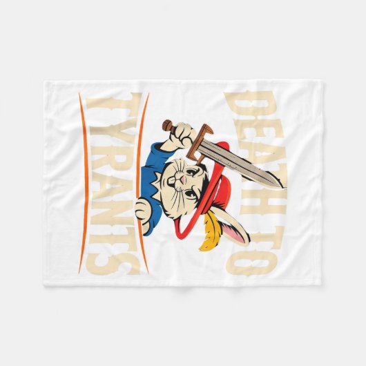 Retro Rabbit Meme Death To Tyrants Funny  Fleece Deken (Voorkant (Horizontaal))
