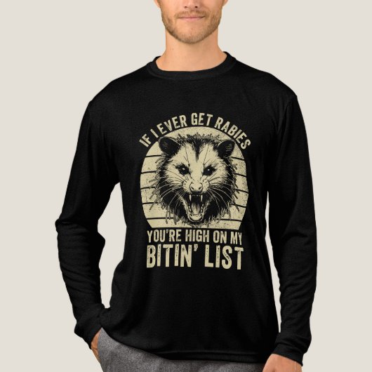 Retro  Rabiës Raccoon Sarcastische Humor Tri-Blend Shirt (Voorkant volledig)