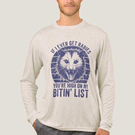 Retro  Rabiës Raccoon Sarcastische Humor Tri-Blend Shirt (Voorkant volledig)