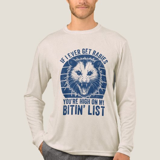 Retro  Rabiës Raccoon Sarcastische Humor Tri-Blend Shirt (Voorkant volledig)