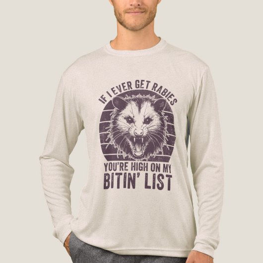 Retro  Rabiës Raccoon Sarcastische Humor Tri-Blend Shirt (Voorkant volledig)