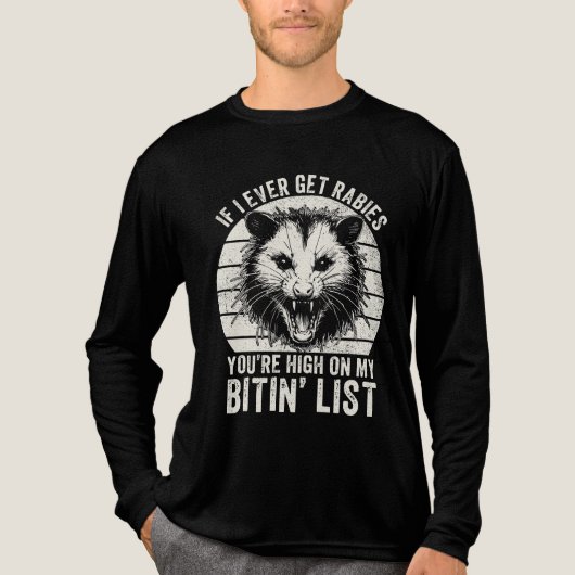 Retro  Rabiës Raccoon Sarcastische Humor Tri-Blend Shirt (Voorkant volledig)