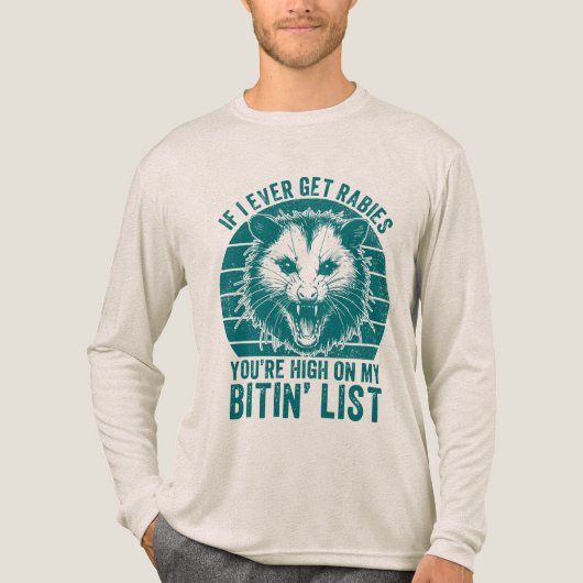 Retro  Rabiës Raccoon Sarcastische Humor Tri-Blend Shirt (Voorkant volledig)