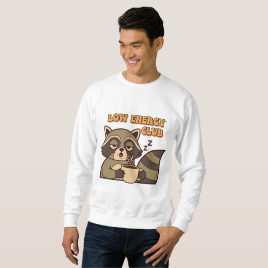 Retro Raccoon Low Energy Men’s Sweatshirt (Voorkant volledig)