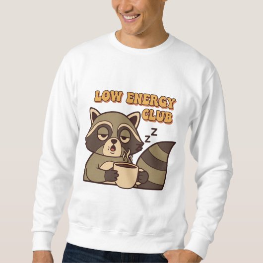 Retro Raccoon Low Energy Men’s Sweatshirt (Voorkant)